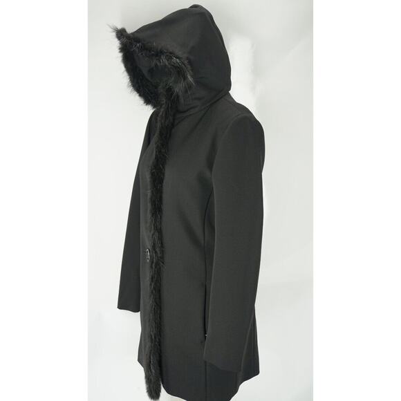Prada Black Fur Trim Hooded Women's Trench Coat Size 40 EU 4 US New $2375 Italy - Picture 7 of 11